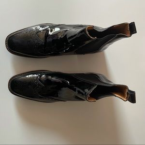 Montar Men's Patent Leather Brogue Chelsea Riding Boots